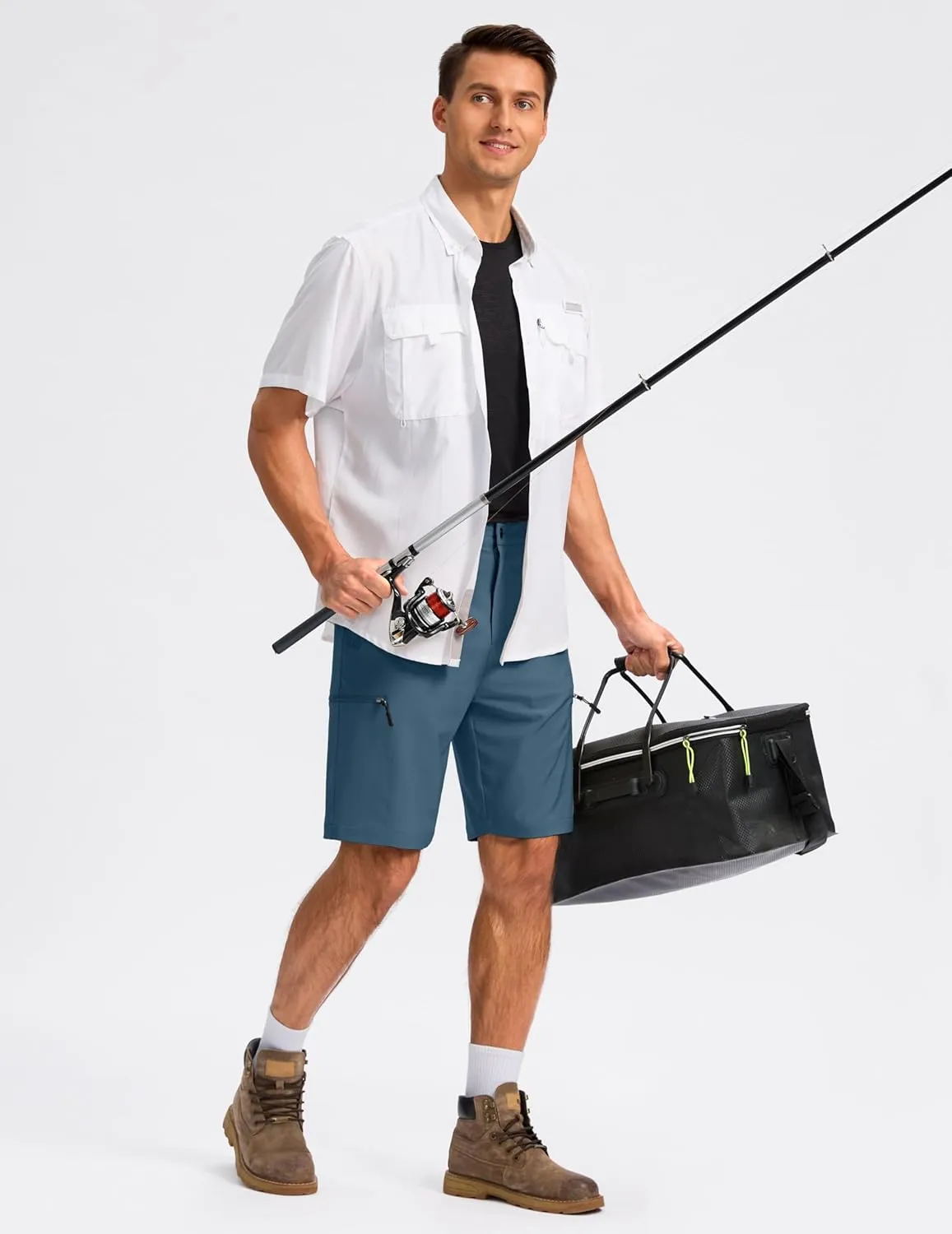 G Gradual Mens Hiking Cargo Shorts with 4 Zipper Pockets 9" Quick Dry Lightweight Casual Work Shorts for Men Golf Fishing