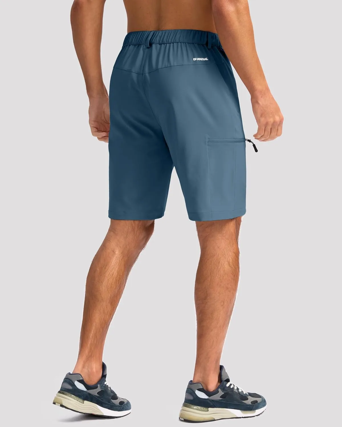 G Gradual Mens Hiking Cargo Shorts with 4 Zipper Pockets 9" Quick Dry Lightweight Casual Work Shorts for Men Golf Fishing