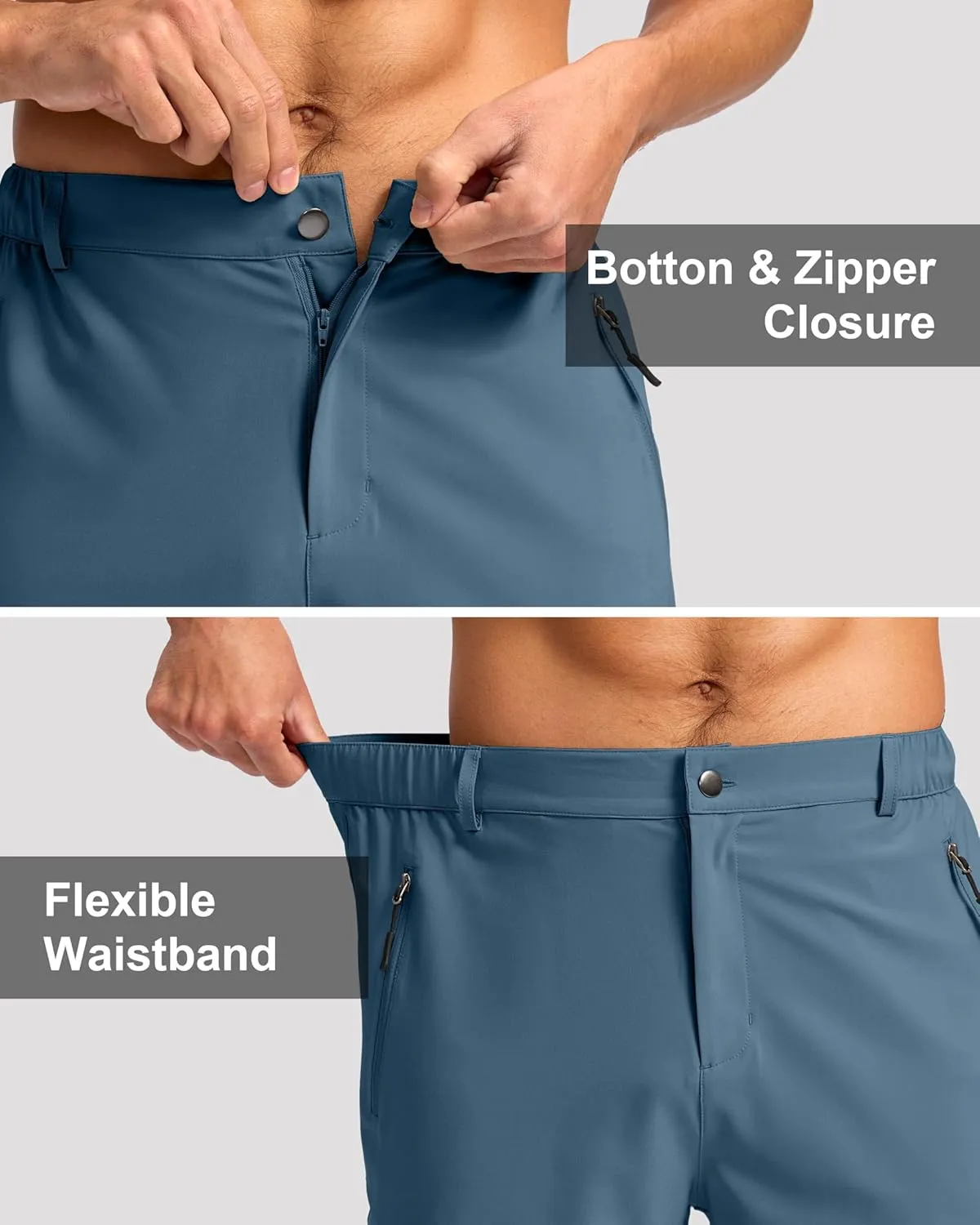 G Gradual Mens Hiking Cargo Shorts with 4 Zipper Pockets 9" Quick Dry Lightweight Casual Work Shorts for Men Golf Fishing