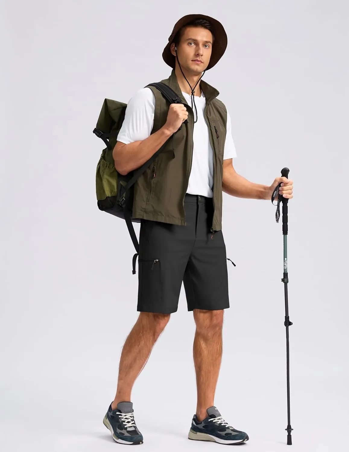 G Gradual Mens Hiking Cargo Shorts with 4 Zipper Pockets 9" Quick Dry Lightweight Casual Work Shorts for Men Golf Fishing