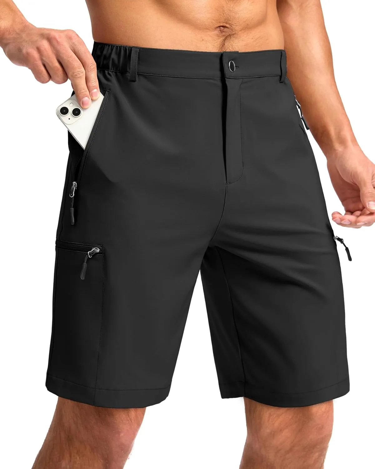 G Gradual Mens Hiking Cargo Shorts with 4 Zipper Pockets 9" Quick Dry Lightweight Casual Work Shorts for Men Golf Fishing