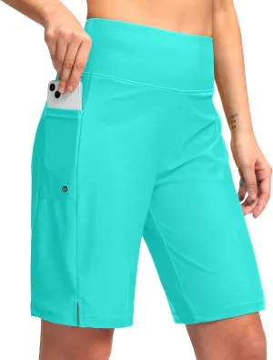 G Gradual Women's 9" Long Swim Board Shorts with Pockets High Waisted Knee Length Beach Swimming Shorts for Women with Liner