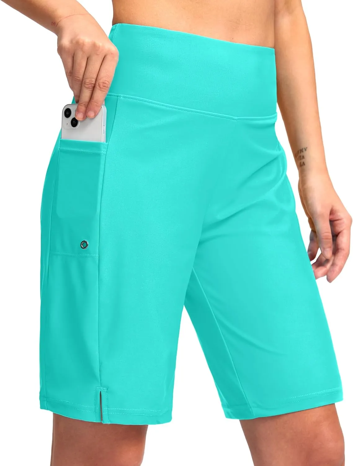 G Gradual Women's 9" Long Swim Board Shorts with Pockets High Waisted Knee Length Beach Swimming Shorts for Women with Liner