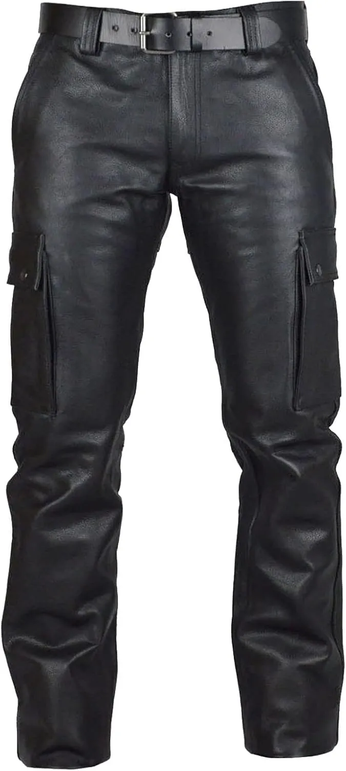GIERIDUC Faux Leather Pants for Men's Mens Corduroy Trousers Straight Leg White Chino Pants for Men Polyester Pants for Men