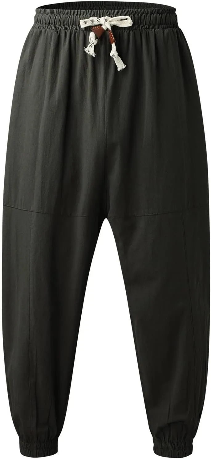 GIERIDUC Mens Cargo Pants Sweatpants Mens Lightweight Cotton Cargo Pants Waist Compression for Men High Waisted Scrub Pants