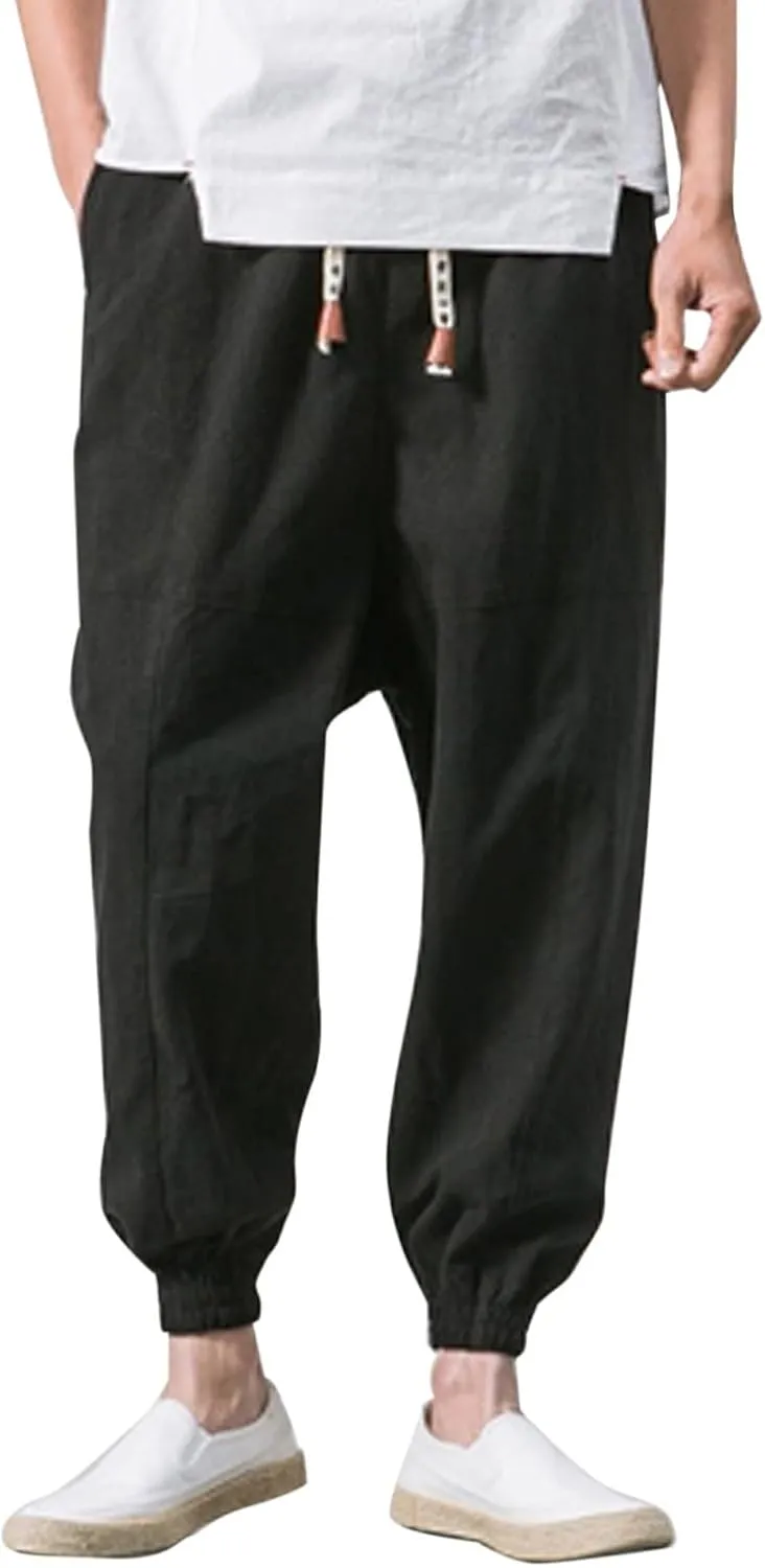 GIERIDUC Mens Cargo Pants Sweatpants Mens Lightweight Cotton Cargo Pants Waist Compression for Men High Waisted Scrub Pants