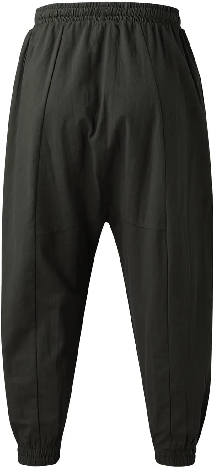 GIERIDUC Mens Cargo Pants Sweatpants Mens Lightweight Cotton Cargo Pants Waist Compression for Men High Waisted Scrub Pants