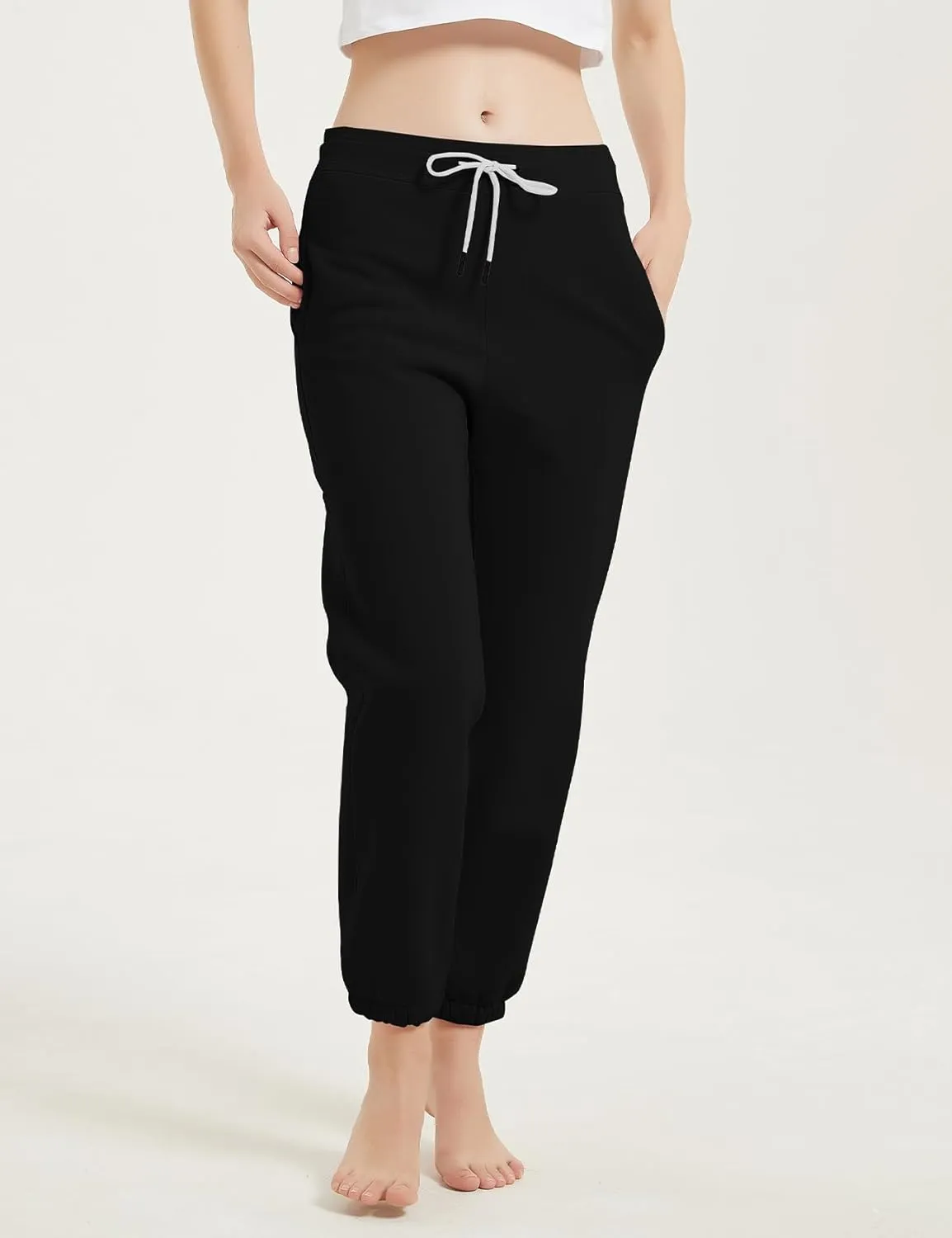 Gihuo Women's Sherpa Lined Sweatpants Winter Warm Fleece Lined Sweatpants with Pockets Fleece Jogger Pants