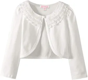 Girls Shrugs Lace Bolero Long Sleeve Cardigan Party Church Dress Cover Up