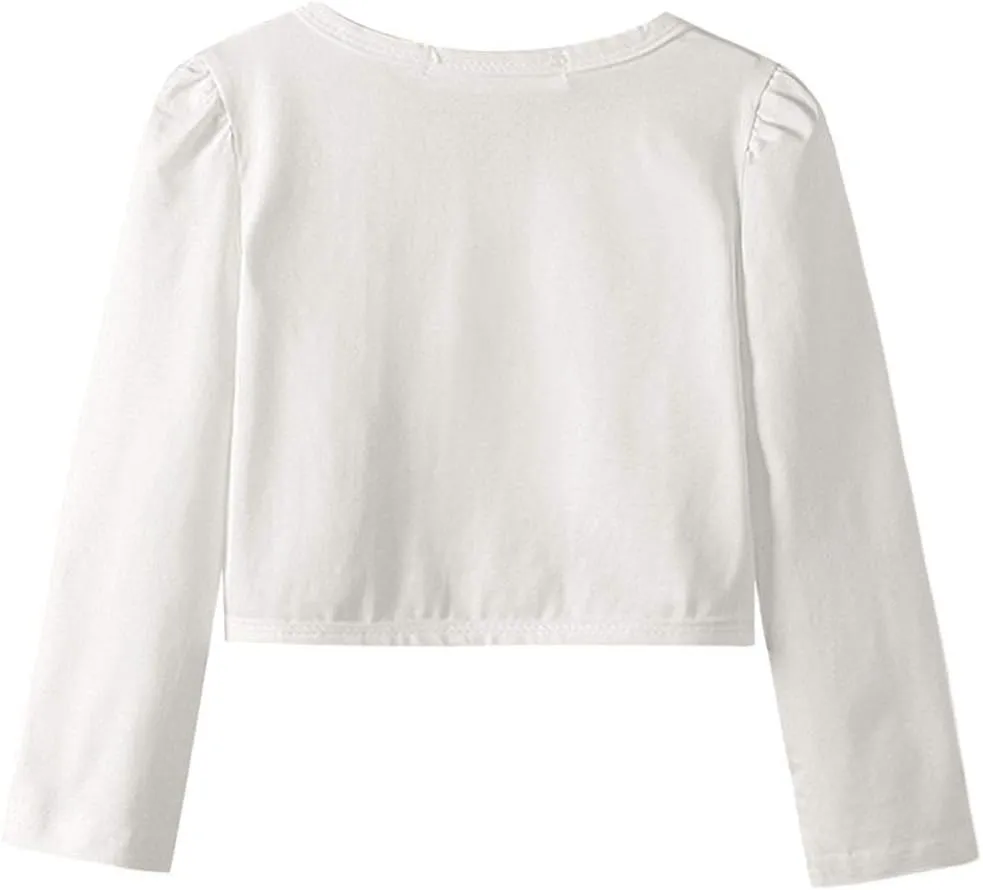 Girls Shrugs Lace Bolero Long Sleeve Cardigan Party Church Dress Cover Up