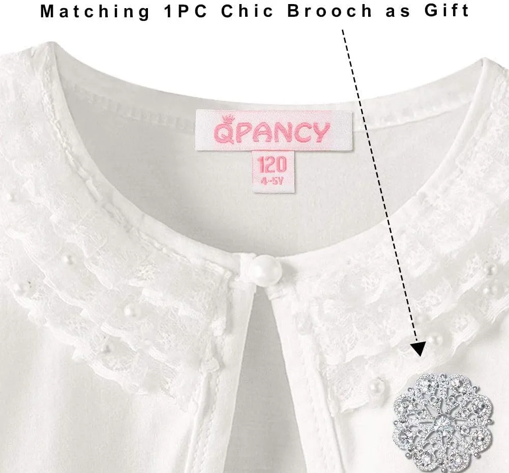 Girls Shrugs Lace Bolero Long Sleeve Cardigan Party Church Dress Cover Up