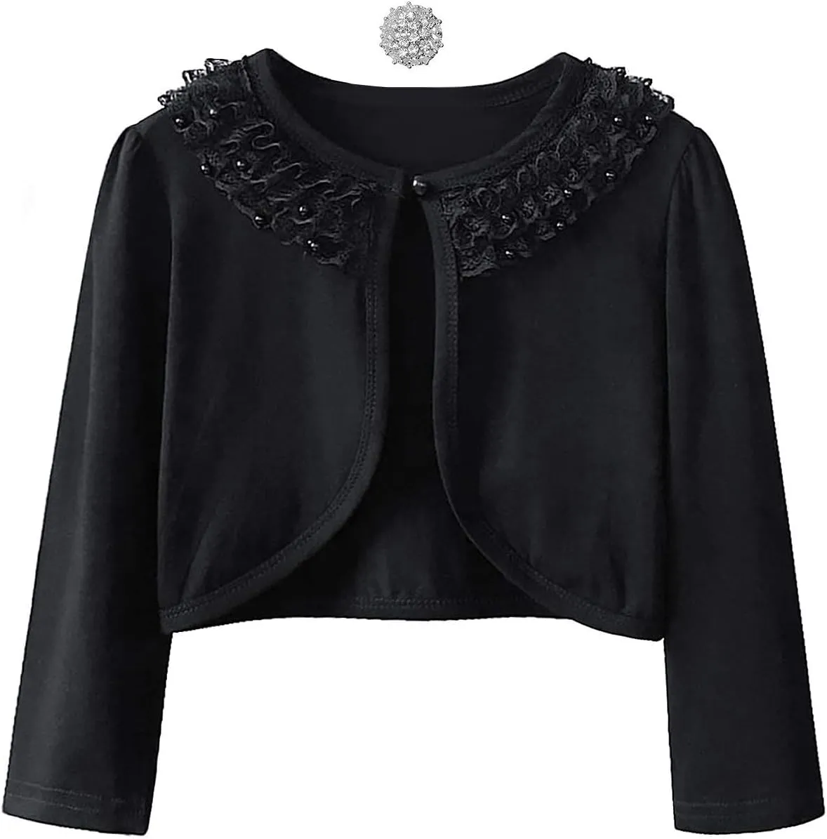 Girls Shrugs Lace Bolero Long Sleeve Cardigan Party Church Dress Cover Up