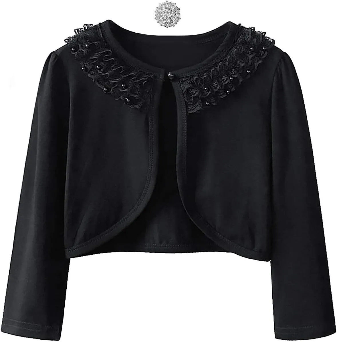 Girls Shrugs Lace Bolero Long Sleeve Cardigan Party Church Dress Cover Up