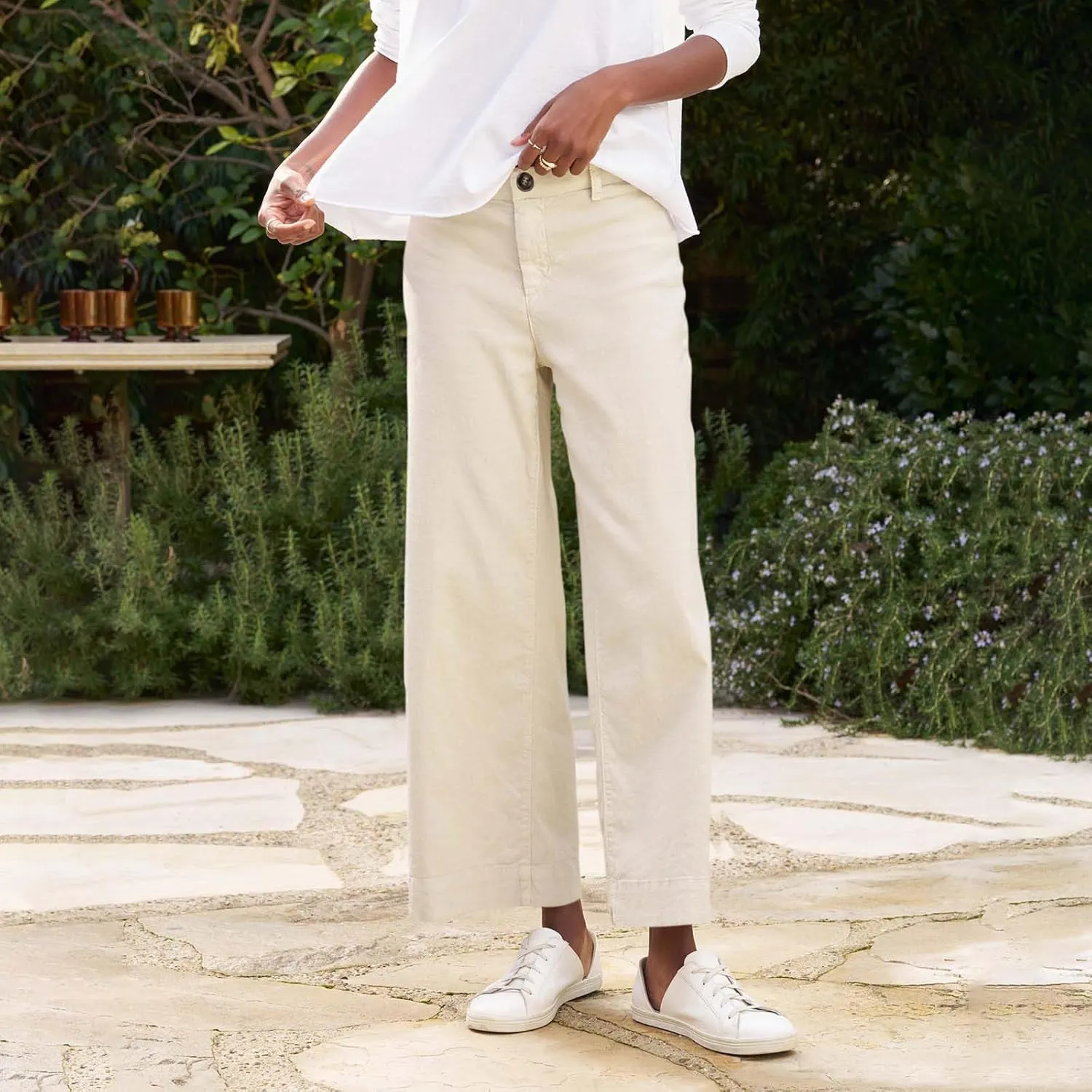GOFULY Linen Palazzo Pants 2025 Vacation Summer Button Zipper Lounge Pants High Rise with Pocket Elegant Solid Beach Clothes