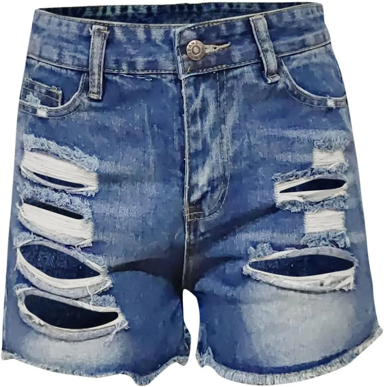 GOKKILRW Womens High Waisted Denim Shorts Casual Ripped Mid Rise Summer Hot Short Jeans Fray Distressed Stretchy Jean Shorts