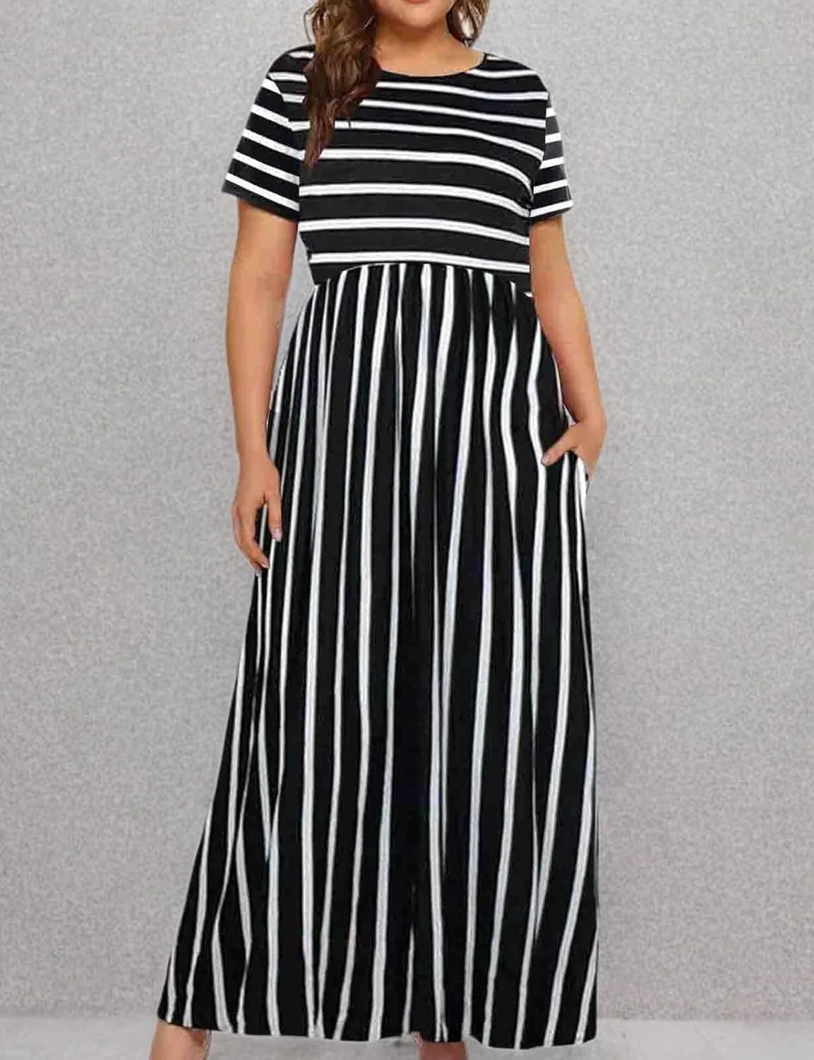 Halife Plus Size Dresses for Curvy Women Summer Casual Beach Long Maxi Dress with Pockets