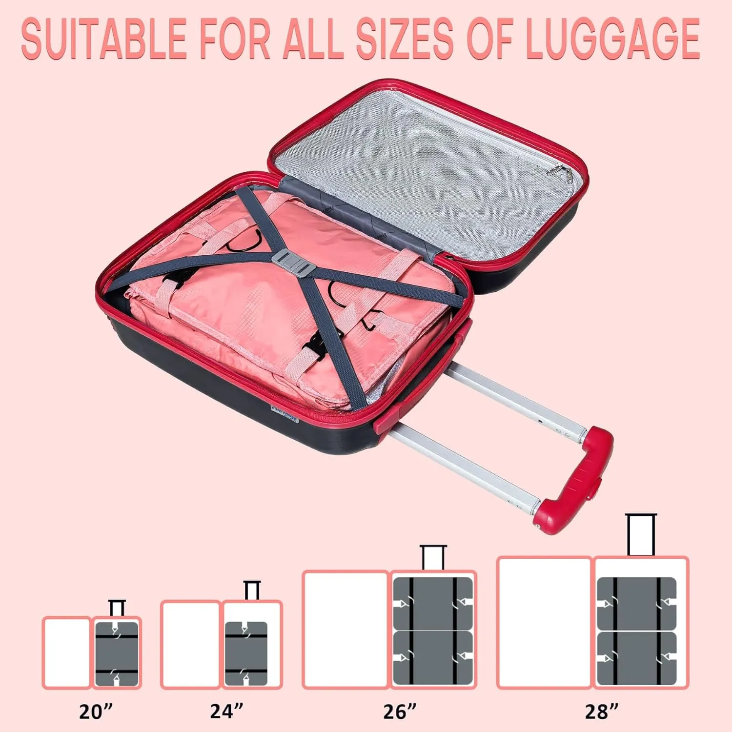 Hanging Packing Cubes for Suitcase Organizer Bags, Upgraded Nylon Fabric Portable Closet 17 * 12 * 24in, Compression Packing and Unpacking In One Step for Business Travel Essentials