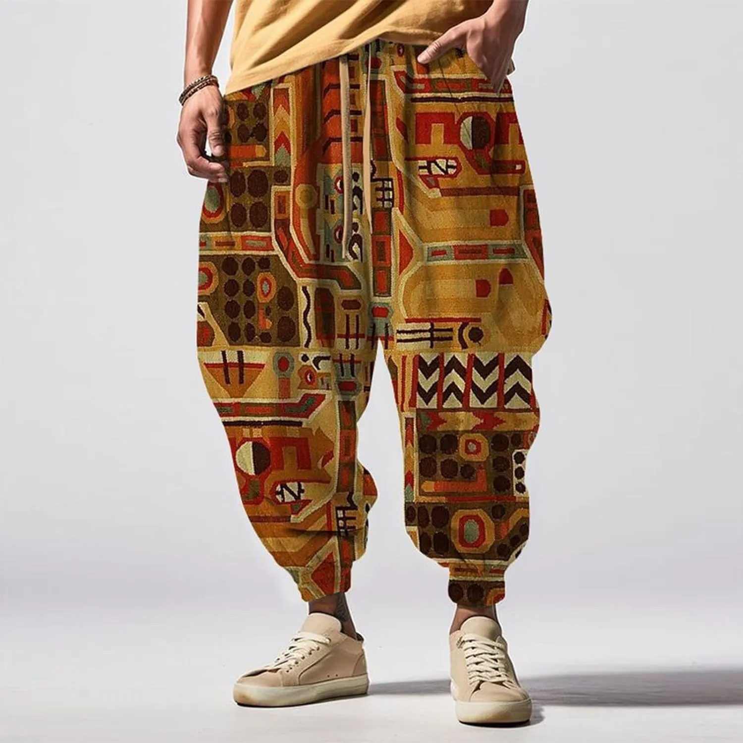 Harem Jogger Pant Print Fashion Street Feel Casual Sweatpants Funky Printed Plus Size Trousers Mens Baggy Pants