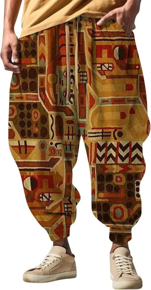 Harem Jogger Pant Print Fashion Street Feel Casual Sweatpants Funky Printed Plus Size Trousers Mens Baggy Pants