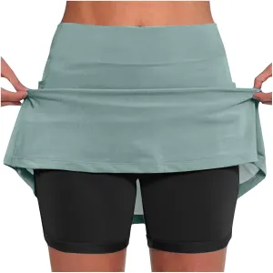 hlysgo Womens High Waisted Tennis Skort A-Line Skater Skirts with Lining Shorts Summer Plus Size Workout Athletic Shorts