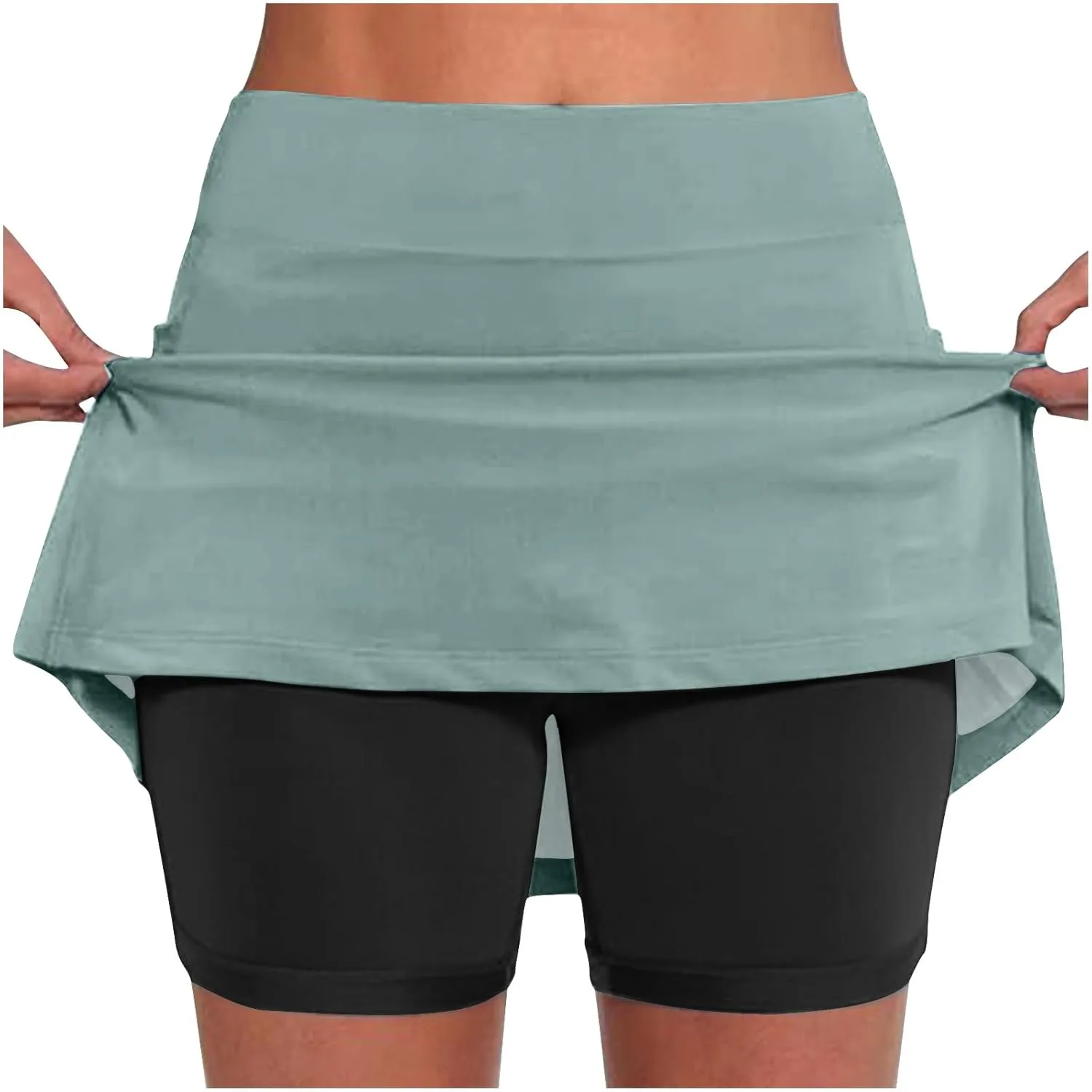hlysgo Womens High Waisted Tennis Skort A-Line Skater Skirts with Lining Shorts Summer Plus Size Workout Athletic Shorts