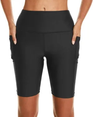 HODOSPORTS Women's 3''/5''/7''/9'' Swim Shorts UPF 50  High Waisted Board Shorts with Pockets Liner Quick Dry Swimsuit Bottom