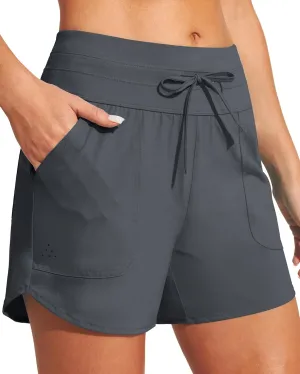 IUGA Womens 5" Swim Board Shorts Stretchy High Waisted Beach Shorts for Women Quick Dry UPF 50  Swimsuit Bottoms with Liner