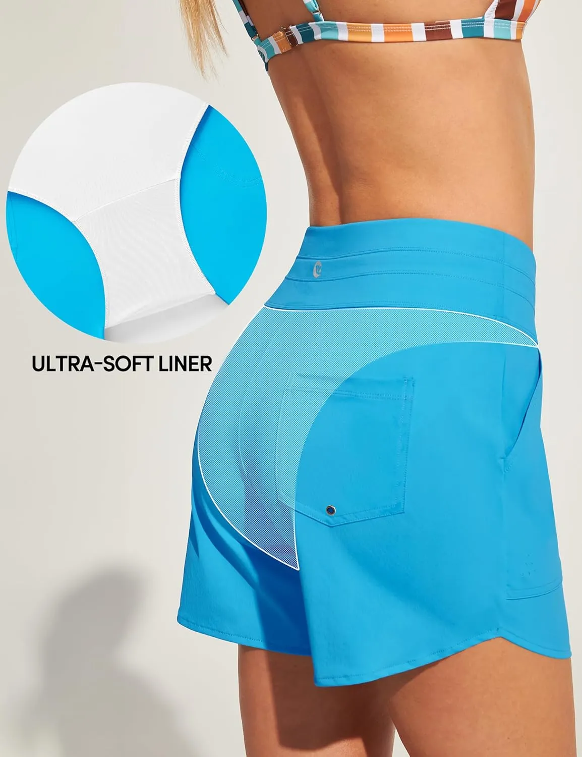 IUGA Womens 5" Swim Board Shorts Stretchy High Waisted Beach Shorts for Women Quick Dry UPF 50  Swimsuit Bottoms with Liner