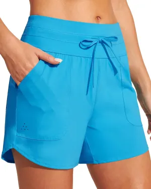 IUGA Womens 5" Swim Board Shorts Stretchy High Waisted Beach Shorts for Women Quick Dry UPF 50  Swimsuit Bottoms with Liner