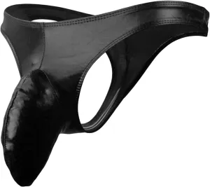 JEsilunmaMY Shiny Leather Briefs for Men Low Rise Elephant Nose Bulge Pouch Thongs Athletic Supporter G-Strings Underwear