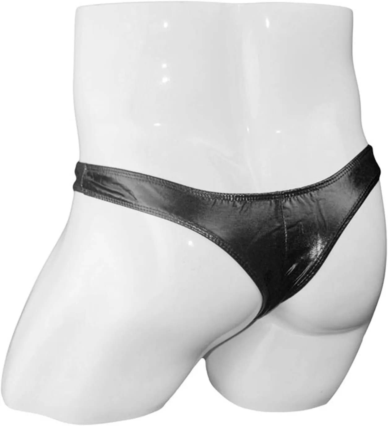 JEsilunmaMY Shiny Leather Briefs for Men Low Rise Elephant Nose Bulge Pouch Thongs Athletic Supporter G-Strings Underwear