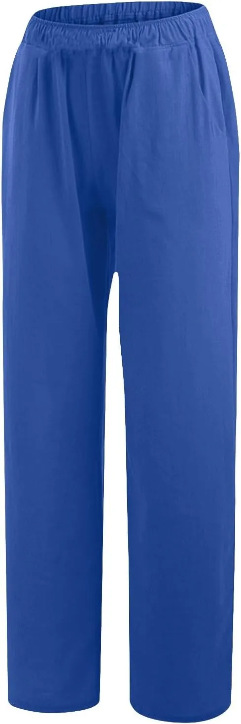 jsaierl Women's High Waist Linen Pants Casual Loose Summer Wide Leg Pants 2025 Comfy Lightweight Lounge Yoga Trousers