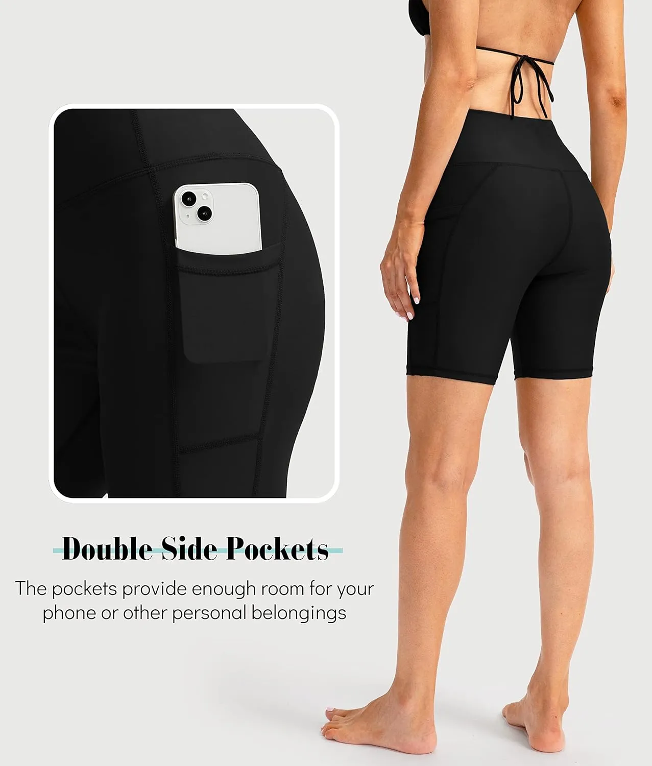 Kayrth Women's 7" High Waisted Swim Shorts with Side Pockets UPF50  Board Swimsuit Shorts for Women Bathing Suit Bottoms