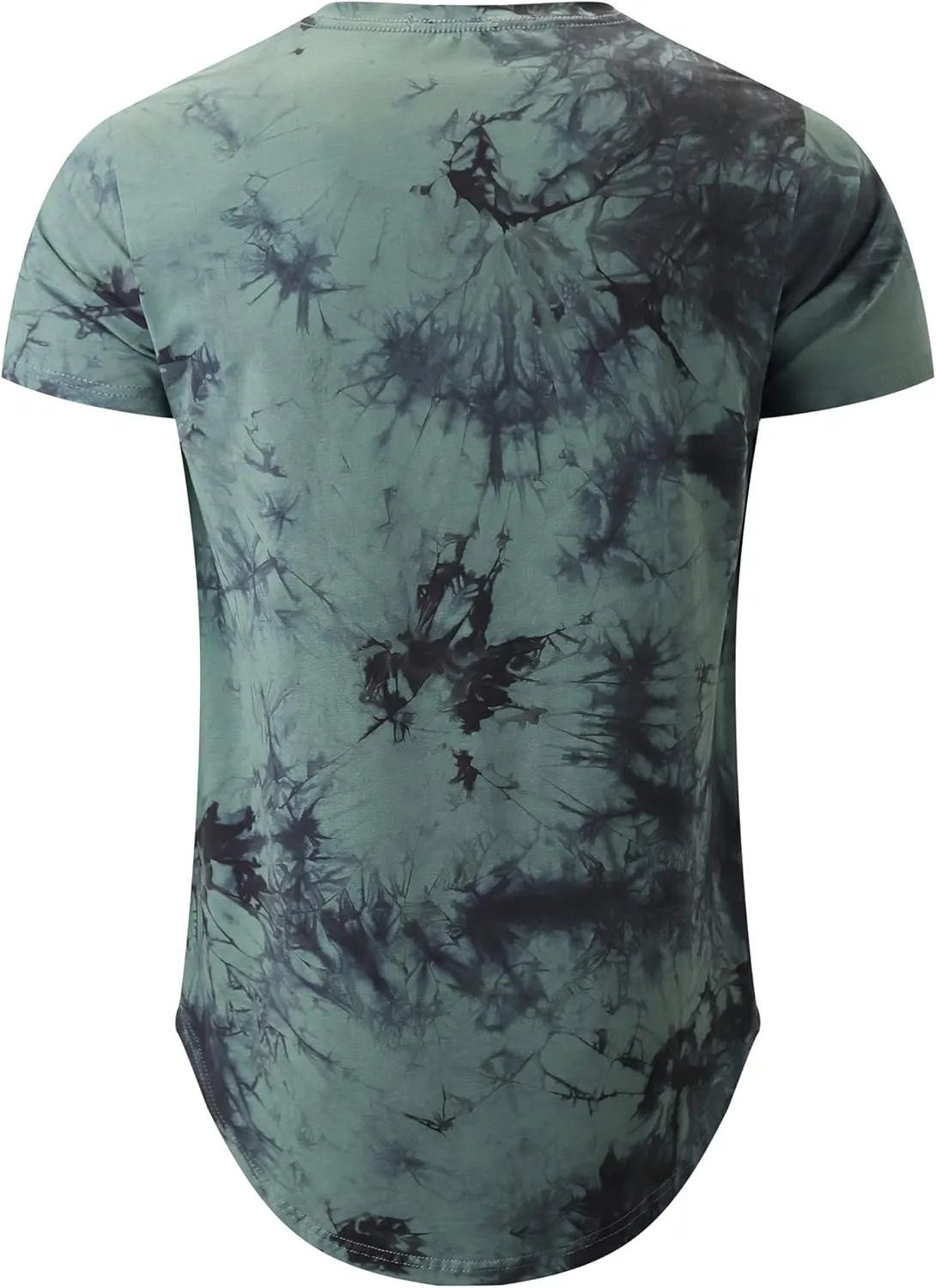 KLIEGOU Mens Hipster Hip Hop Ripped Round Hemline Pattern Print T Shirt