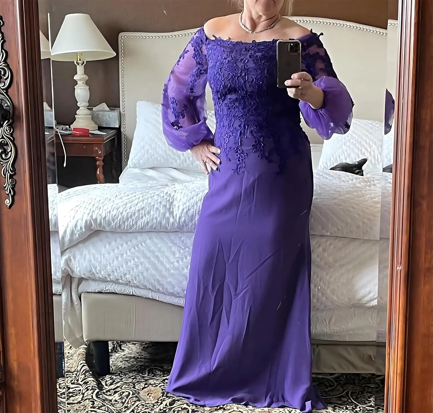 Lace Appliques Off Shoulder Mother of The Bride Dresses for Women Long Sleeves Mother of The Groom Dress 2025