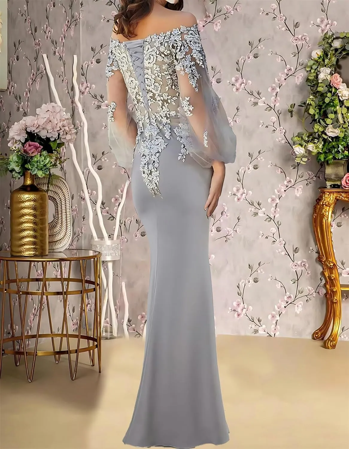 Lace Appliques Off Shoulder Mother of The Bride Dresses for Women Long Sleeves Mother of The Groom Dress 2025