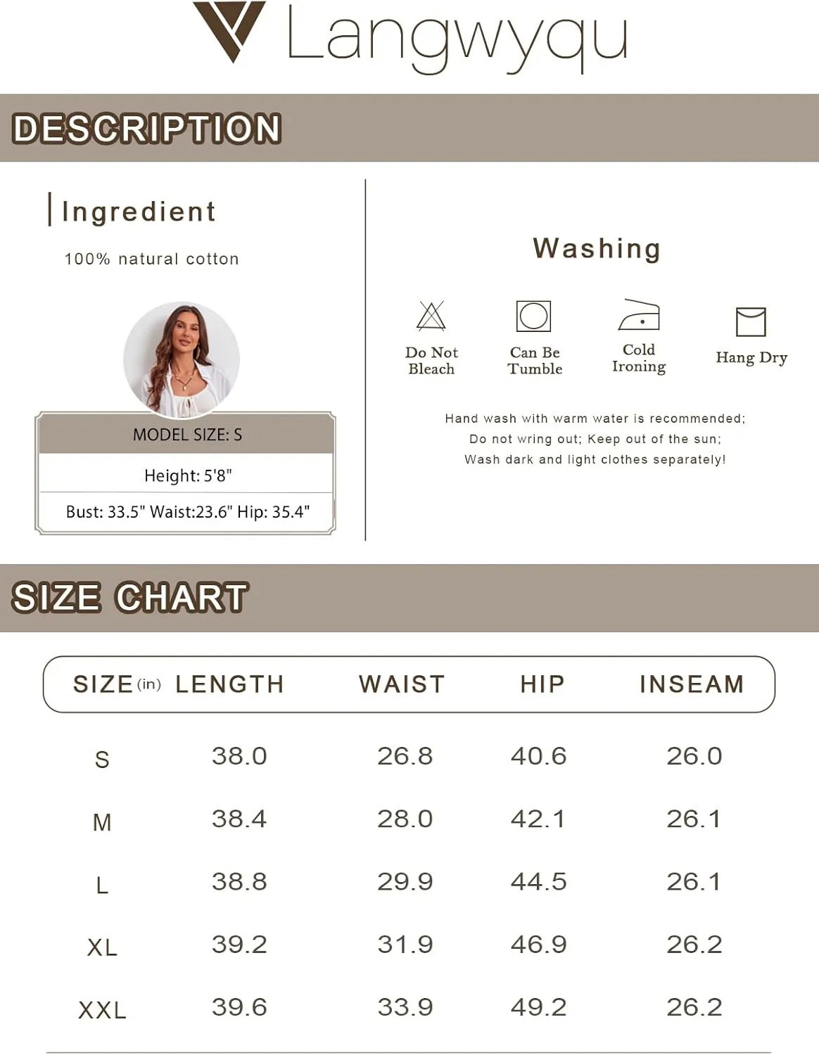 Langwyqu Womens Casual Cotton Tapered Capri Cargo Pants Loose Elastic Waist Ankle Cropped Trouser with Pockets