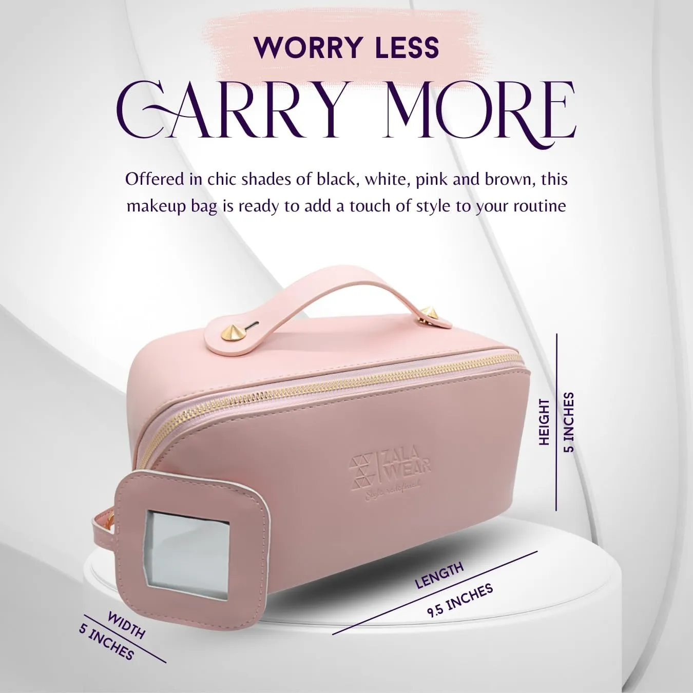 Large Capacity Travel Lay Flat Makeup Bag with Mirror  Faux Leather Make Up Traveling Organizer Bag Case for Women  Multifunctional Waterproof Cosmetic Toiletry Skincare Bag (Pink)