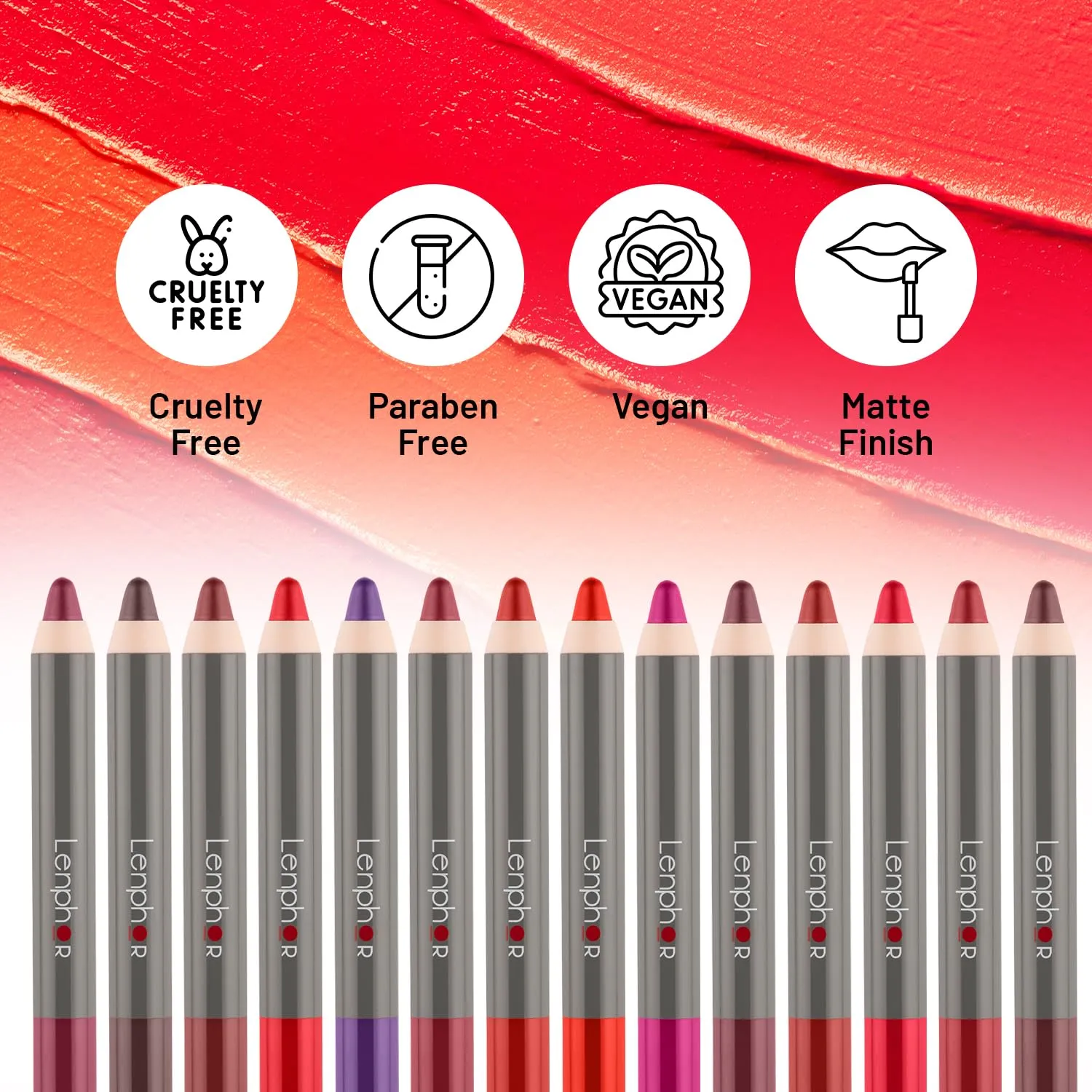 Lenphor Matt Show-Off 2 in 1 Crayon Lip Pencil, Lip Liner   Lipstick, Waterproof & Smudgeproof, Long Lasting, Matte Finish, Pointed Tip, Pencil Lipstick, Coral Memories, 2.8gm