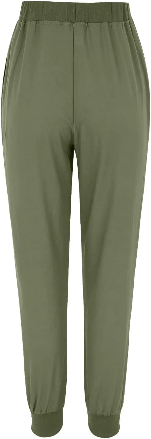 Linen Blend Pants for Women Plus Size Skinny Leg Trousers Elastic Waist Drawstring Pants Loose Fit Summer Pants
