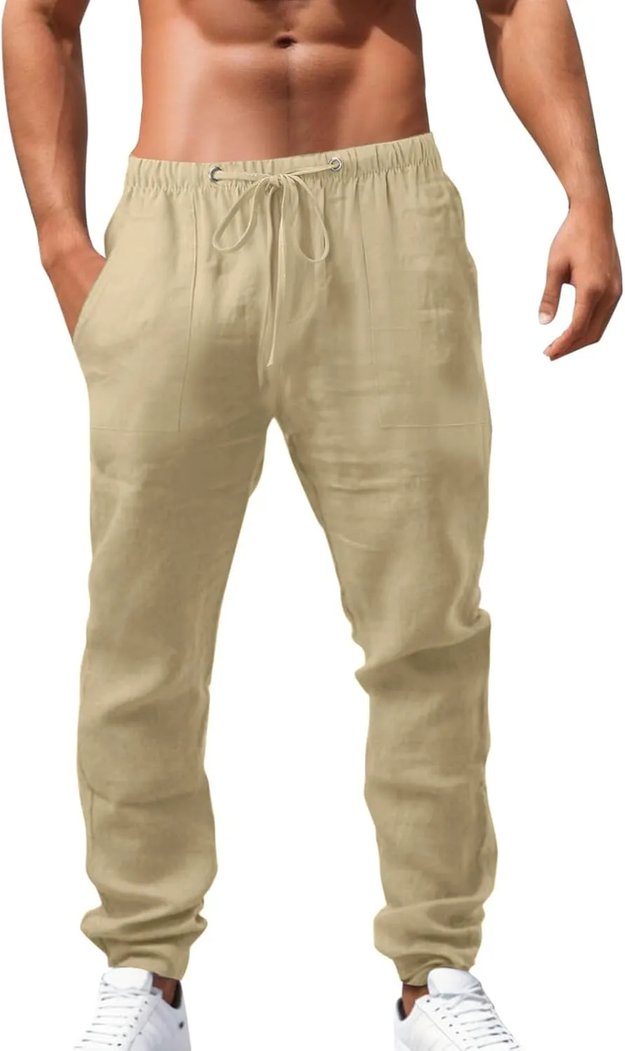 linen pants for men big and tall, beach trousers for men, Linen Pants for Men, Mens Casual Pants Drawstring Elastic Waist Straight Leg Pants Yoga Beach Summer Trousers Pants