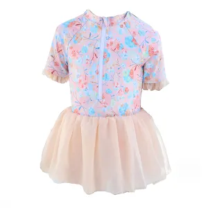Little Surprise Box Blue Big Floral Tutu Style Swimwear for Toddlers & Kids