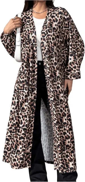 MakeMeChic Women's Casual Solid Long Sleeve Open Front Cardigans Rib Knitted Long Coat