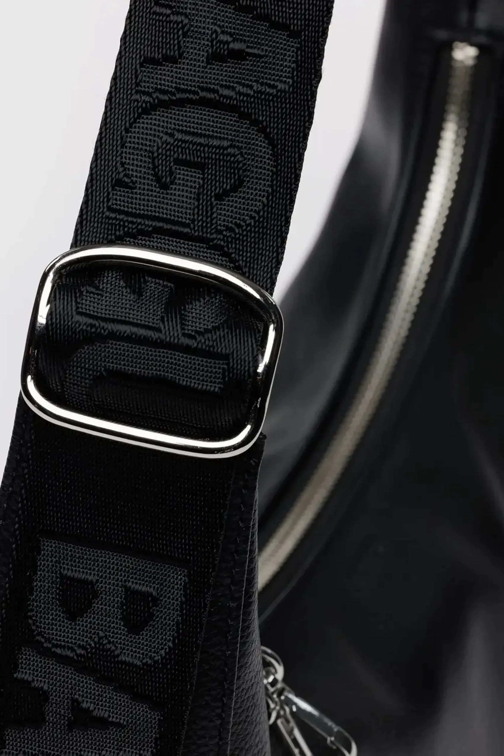 Medium Recycled Leather Crescent Bag Black