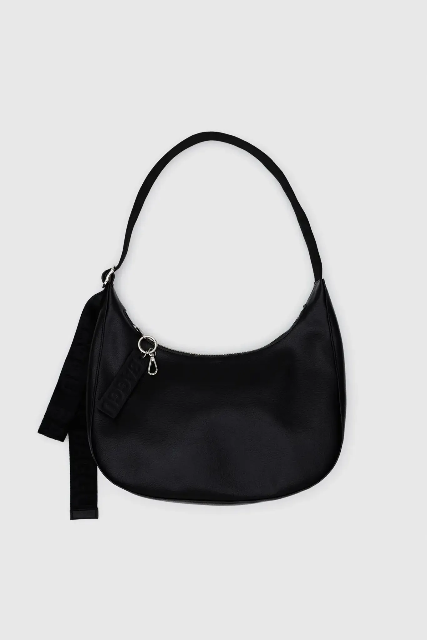 Medium Recycled Leather Crescent Bag Black