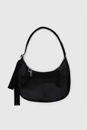 Medium Recycled Leather Crescent Bag Black