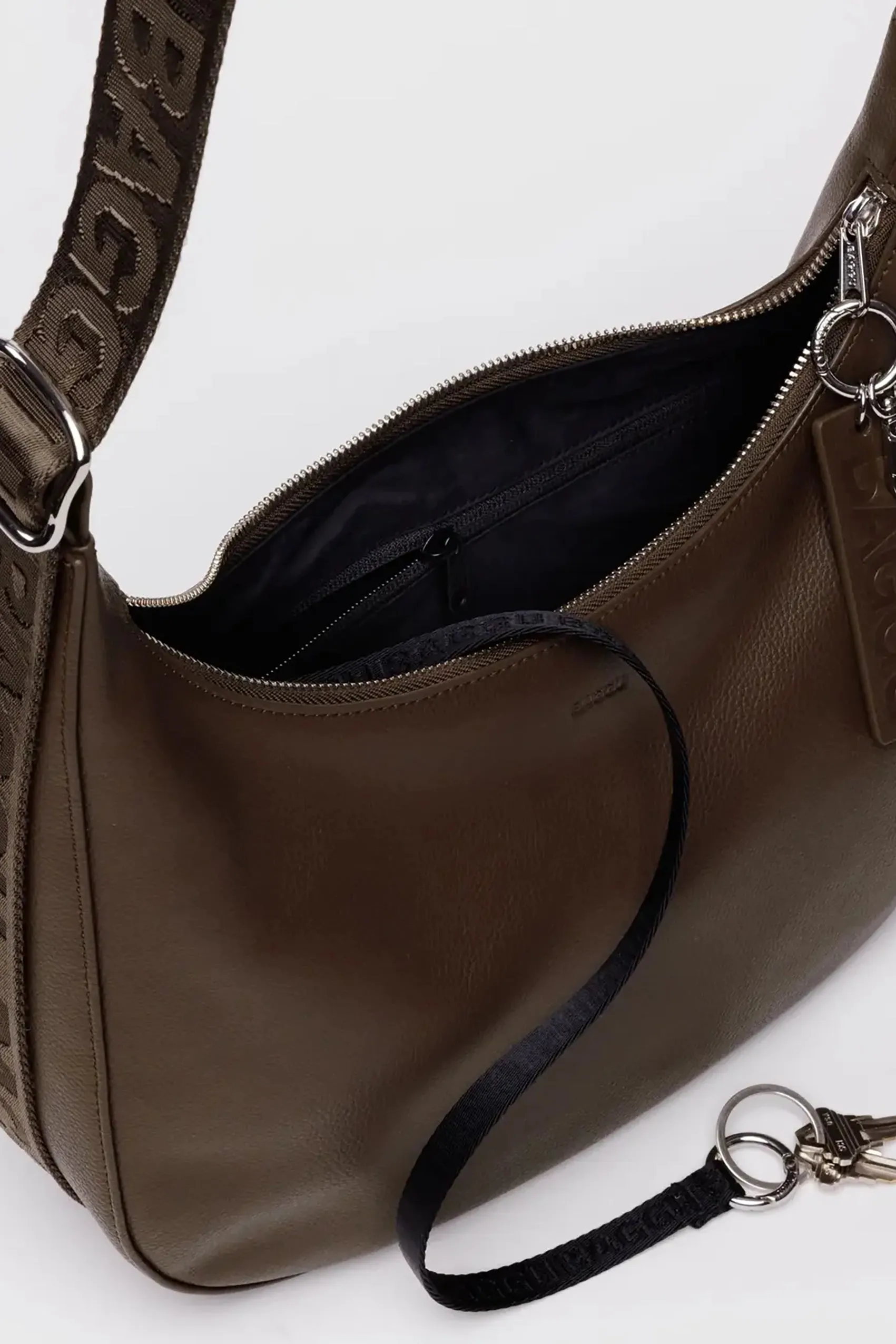 Medium Recycled Leather Crescent Bag Brown