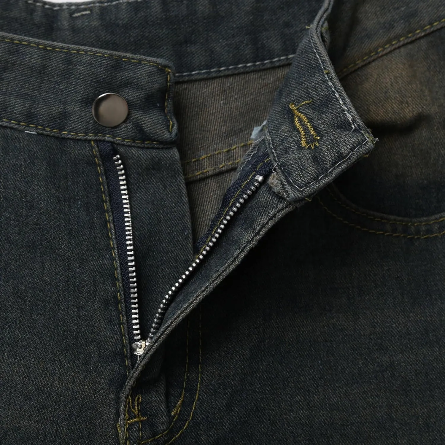 Men's Baggy Denim Jorts Y2K Grunge Loose Hip Hop Jean Shorts Summer Casual Mid Jeans Streetwear with Pockets