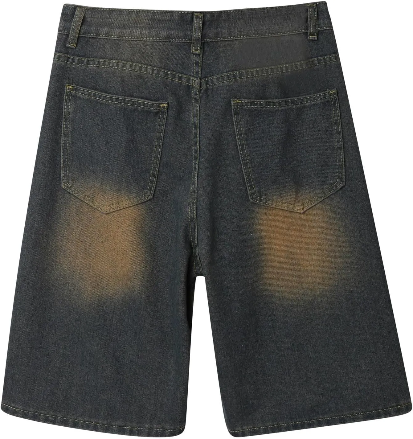 Men's Baggy Denim Jorts Y2K Grunge Loose Hip Hop Jean Shorts Summer Casual Mid Jeans Streetwear with Pockets