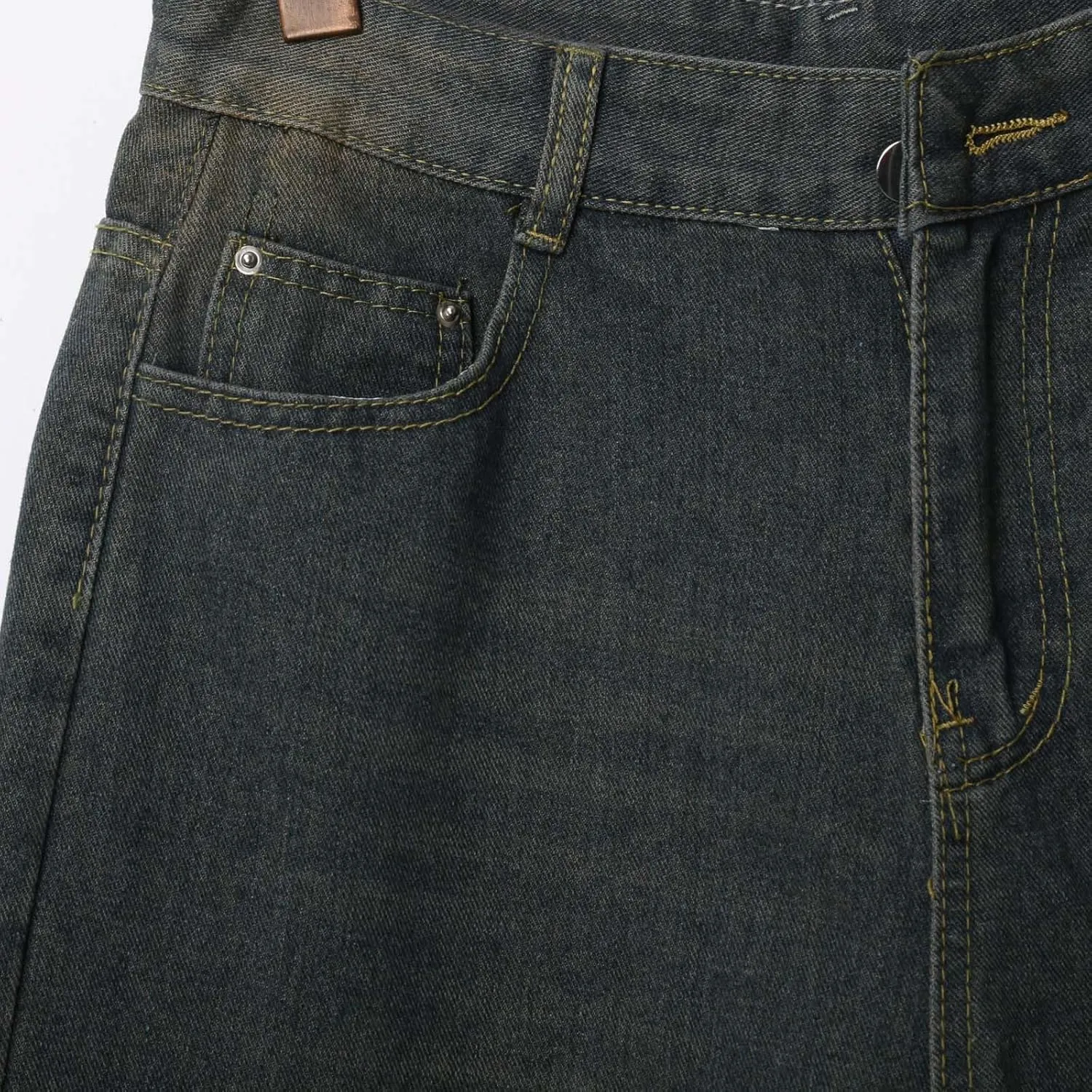 Men's Baggy Denim Jorts Y2K Grunge Loose Hip Hop Jean Shorts Summer Casual Mid Jeans Streetwear with Pockets